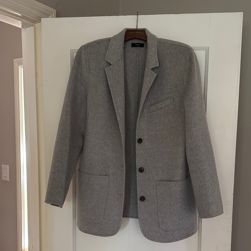 Theory New Divide Wool-Cashmere Elbow Patch Jacket